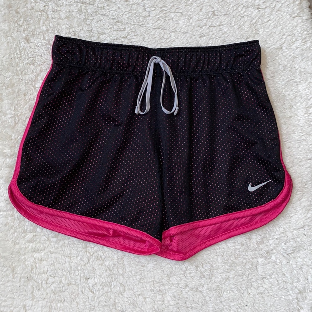 NWOT Nike Black and Pink Mesh Athletic Drawstring Breathable Jogging Shorts